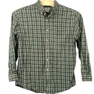 LL Bean Large Regular Fit Long Sleeve Button Up Green Plaid Multicolor 0JRR6